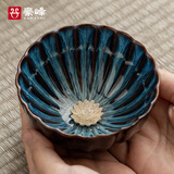 豪峰2025新款沙金釉主人杯窑变品茗杯茶杯家用整套茶具套装送伴手礼物