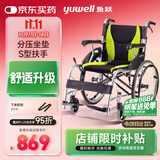 鱼跃(yuwell)手动轮椅车H061C铝合金折背免充气轻便老人残疾人