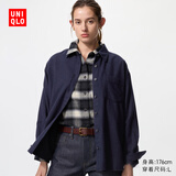 优衣库女装法兰绒衬衫/长袖衬衣481168 69 藏青色 M