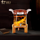 麦欧力（MYONLY）泡酒容器高档泡酒专用玻璃瓶装酒缸存酒坛子密封酒桶储药酒罐空瓶 5斤升级瓷芯龙头竹架2.5L