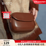 百思图商场同款时尚百搭潮流复古迷你马鞍包单肩斜挎包女X2782DX2 棕色 F