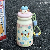 元气小葵ins新款女生高颜值可爱便携双饮保温杯316不锈钢学生卡通吸管水杯 蓝苹果狗头塔型保温杯500ml上下粉格苹果狗 单杯