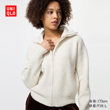 优衣库女装舒芙蕾拉链针织开衫/毛衣毛衫外套25新款480490 01 乳白色 S /155/80A