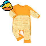 G.duck小黄鸭婴儿爬行服宝宝拖地爬爬服儿童连体衣服春秋装懒人擦地薄款 桔色露手露脚  薄 春秋 90cm 18斤-22斤