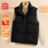 名创优品（MINISO）情侣棉马甲男冬季防寒保暖上衣服美式潮流纯色外套男 黑 2XL
