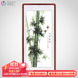迅典竹报平安挂画客厅国画玄关装饰画手绘竖版字画入户走廊过道风景画 竹影清风 实木带框63*123厘米