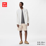 优衣库男装女装麻混纺松紧短裤休闲棉麻中裤/起居裤/可外穿477515 30 浅米色 4XL