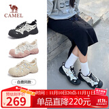 骆驼（CAMEL）丑萌登山鞋女时尚撞色户外休闲鞋 L24S076620 米/银/黑 40
