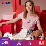 斐乐（FILA）官方女士短袖T恤夏印花运动女装针织短袖套头衫小熊T刺绣上衣 麦町粉-PK XS 155/76A