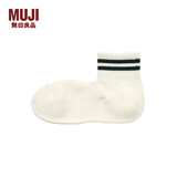 无印良品 MUJI 男式 合脚直角 足底起绒 短袜 袜子男袜DAD09A1A短筒休闲袜 米白色条纹 25-27cm