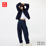 优衣库女装快干休闲廓形裤运动弯刀镰刀裤高腰速干新款479619 69 藏青色 XL /165/76A