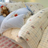 苏萱双面牛奶珊瑚绒冬季床上四件套法兰绒加厚保暖宿舍被套床单三件套 飞天小象 1.8m 床单款 四件套-被套200x230cm