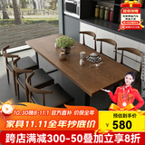 恬梦实木餐桌家用小户型吃饭桌子饭店餐厅餐桌椅奶茶店餐饮餐桌椅组合 桌子：120*60*75桌面厚5cm