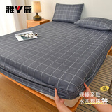 雅鹿a类全棉床笠单件180x200纯棉床单席梦思床垫床罩保护套单人床笠罩 石墨灰中格--A类母婴级 （水洗棉） 简约单床笠系列-- 180cm*200cm