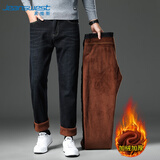 真维斯（Jeanswest）牛仔裤男2025冬季加绒加厚休闲直筒宽松男士牛仔长裤黑色加绒36