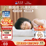 富安娜乳胶枕 泰国进口抑菌防螨儿童乳胶护颈枕 天然乳胶 一只装43*26cm