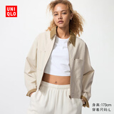 优衣库女装休闲拉链短茄克/外套巴恩风翻领时尚夹克 新款479208 30 浅米色 S /155/80A