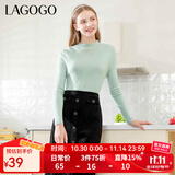 LAGOGO多巴胺多色修身软糯针织衫女拉谷谷2024冬新款半高领打底衫 薄荷绿(L6) M 160/38