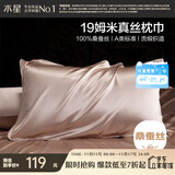 水星家纺枕套A类真丝枕巾100%桑蚕丝枕头巾19姆米真丝枕芯套单只装48x74cm