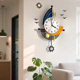 美世达钟表装饰挂钟客厅简约北欧创意现代挂墙艺术时尚网红家用大气时钟 大号配海鸥：40*66.5（表盘23）CM