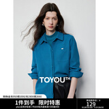 初语免烫磨毛衬衫女25春季新款基础百搭多巴胺polo领长袖打底衫 克莱因蓝 M