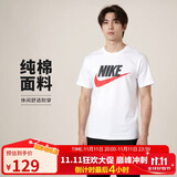 耐克(NIKE)男短袖T恤 纯棉 运动休闲 舒适百搭 AR5005-100 白色L