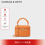 CHARLES&KEITH菱格链条盒子小方手提包斜挎包包女包生日礼物CK6-80781893 Orange橙色 XS