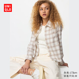 优衣库女装法兰绒箱型衬衫/格纹美式复古479085 01 乳白色 S /155/80A