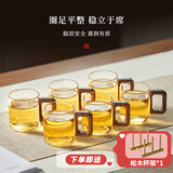忆壶茶（YIHUTEA） 玻璃杯子耐热小品茗杯茶具配件加厚功夫花茶杯套装家居办公水杯 【升级木把】品杯6只装100ml