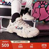 FILA 斐乐猫爪鞋4代女鞋老爹鞋情侣运动鞋复古时尚休闲鞋网面透气 【女款】古白色/白天鹅-AW 40