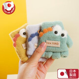 DFBK日本儿童手套婴幼儿冬保暖厚半指男女小月龄宝宝露趾一岁小孩爬行 绿色恐龙翻盖0-3岁 长9cm 按年龄选择