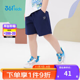 361°儿童短裤夏季男女童3-12岁透气运动裤梭织五分裤 藏青 120
