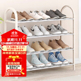 索尔诺（SuoErnuo）鞋架简易拖鞋架出租房收纳鞋架子客厅家用门口宿舍经济型放鞋架 四层推荐米白色K570【长57高57】