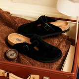 ENBO软木拖鞋女舒适包头拖鞋勃肯鞋女士拖鞋情侣款 黑色 39