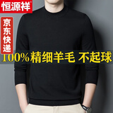 恒源祥100%纯羊毛衫男半高领打底衫秋冬季爸爸男士毛衣高端可机洗毛线衣 黑色 (薄款） L (170) 适合130斤-145斤