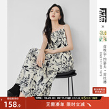 对白X凯伊莱文联名浪漫碎花吊带连衣裙女2025夏装新款高级感裙子 黑白花 S