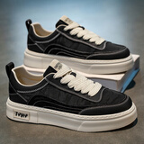 凡十六男鞋春夏季透气2026新款休闲板鞋透气百搭厚底防滑防水运动鞋子男 RF-F9355黑色 41