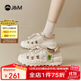 快乐玛丽（J&M）休闲鞋女秋季登山鞋厚底运动鞋户外露营丑萌溶解女鞋 米色 37 