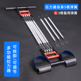 驭动 多功能弹簧拉力器男士胸肌扩胸锻炼家用健身器材脚蹬拉簧臂力器 【弹簧拉力器-银色款】+3个备用弹簧