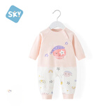 舒贝怡婴儿衣服春秋季新生儿连体衣女宝宝爬服睡衣男小童春季外出服 星空漫游粉色 66cm (3-6个月)