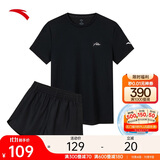 安踏速干套装丨运动短袖短裤两件套女夏季冰丝跑步吸湿透气羽毛球服