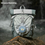 Mr.ace Homme轻便防水大容量露营包旅行书包运动户外背包男 雾蓝灰+灰帽子