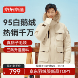 京东京造【进口极寒95鹅绒服】羽绒服男外套女冬季新款中长款 燕麦卡 XL