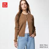 优衣库女装纽花圆领针织开衫/毛衣外套空调衫通勤秋冬新款481477 34 驼色 M