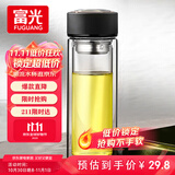 富光 男女士双层玻璃杯 水杯 支持团购定制 304杯子泡茶杯400ML黑