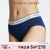 维多利亚的秘密 棉质舒适内裤logo腰带中腰女三角裤简约红色 98L4海军蓝-6819 11256819 1条 L
