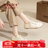 奥古狮登（Agsdon）帆布鞋女学生厚底休闲鞋一鞋两穿溶解鞋百搭女鞋 723052 米色 37