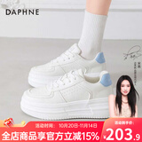 达芙妮官方小白鞋女2025年秋季爆款女鞋透气百搭运动休闲女鞋厚底板鞋女 白蓝色【四季款 跟高5.5cm】 40