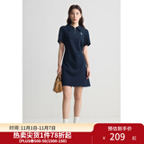 独束大码女装【双色双版】气质休闲Polo领连衣裙女夏装新款简约裙子 星空蓝-短款 XL (尺码：3)