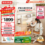 京东京造沐光桌100w护眼大路灯儿童学习桌书桌椅套装升降学生写字桌1.2m棕